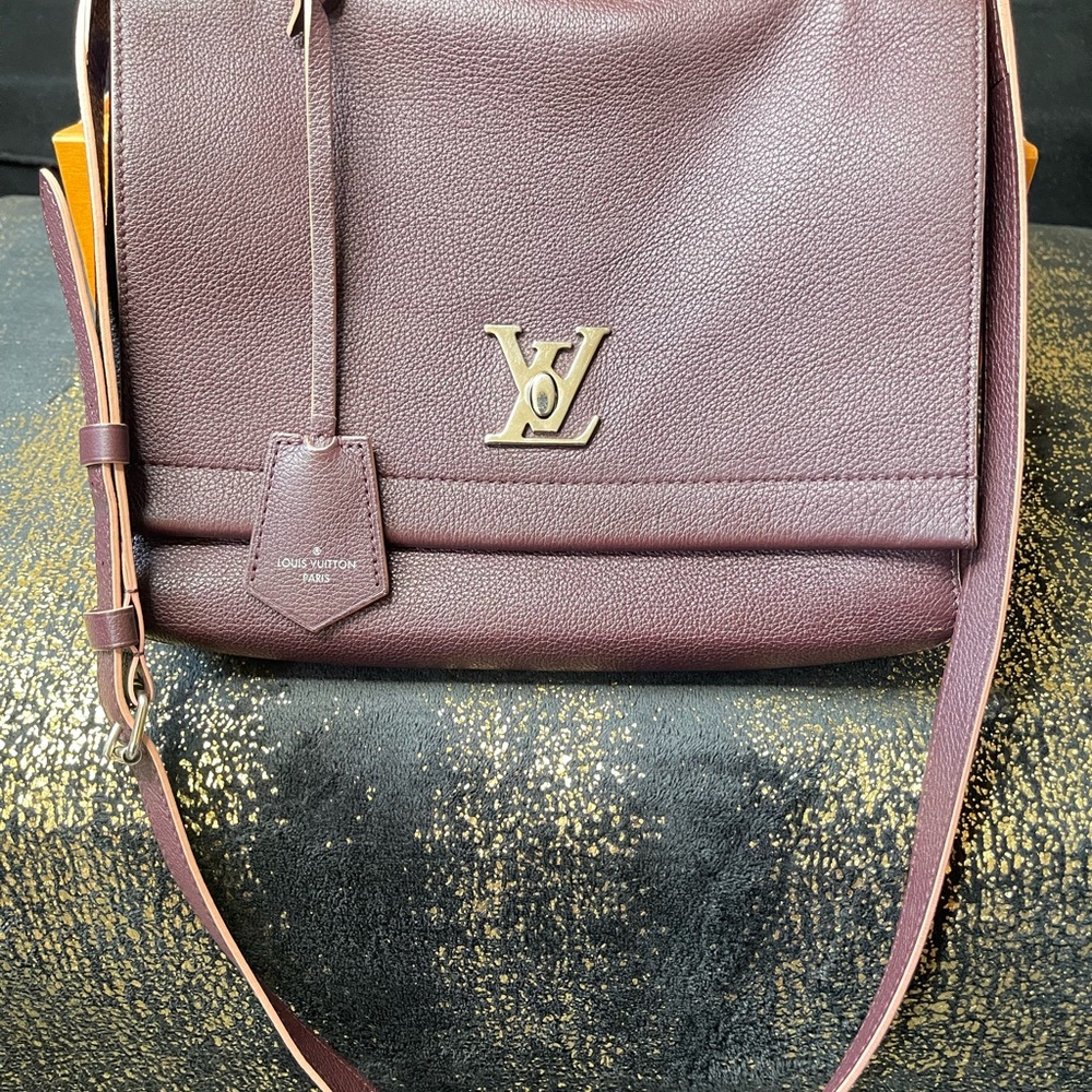 Louis Vuitton Burgundy Shoulder Bag with Gold Hardware